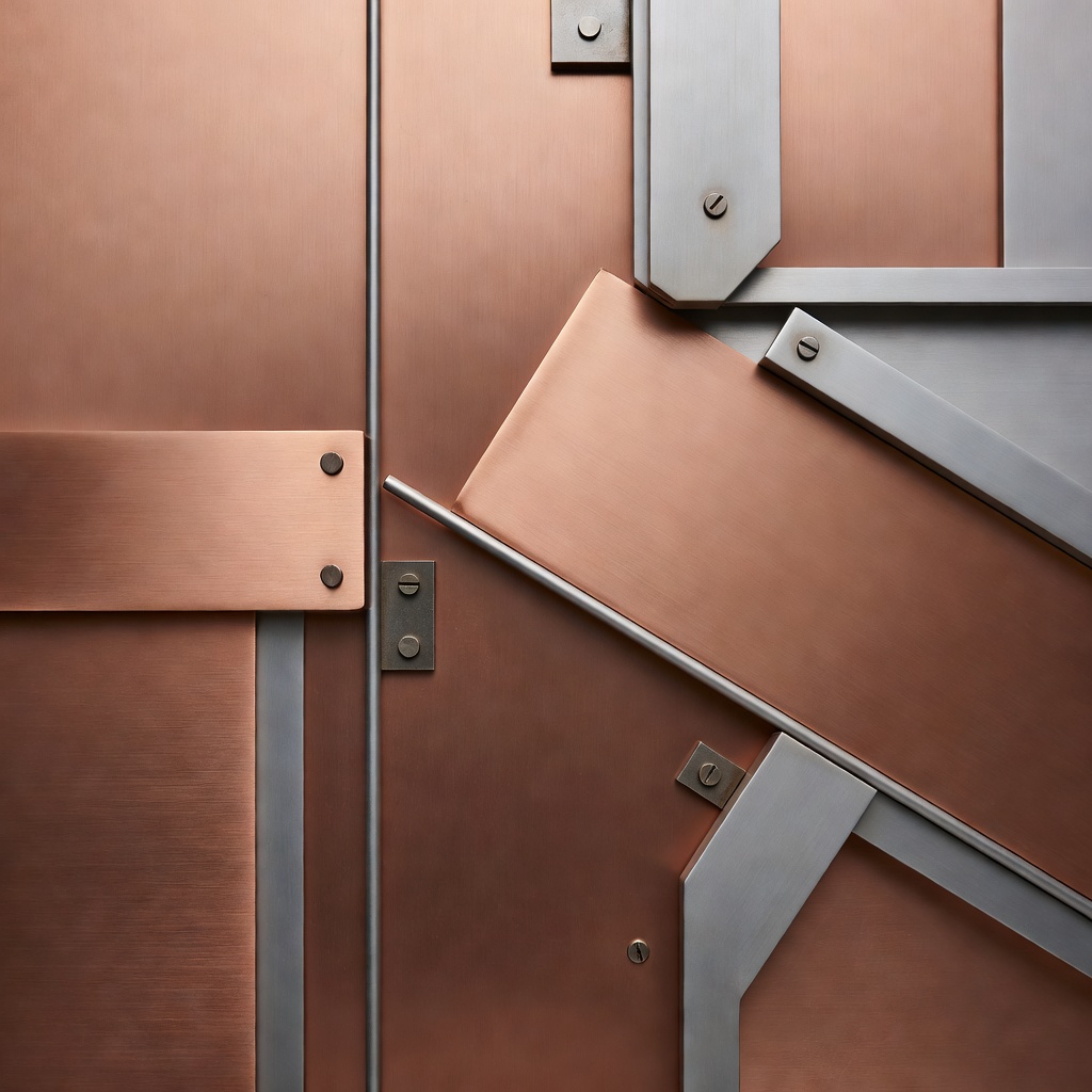 Muted brushed copper and metal details