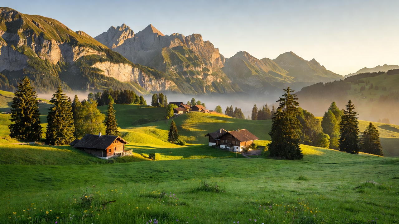 Appenzell Innerrhoden mountain hills and meadows surrounding the terrace